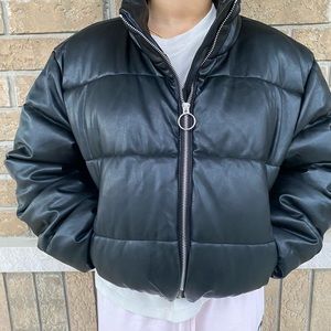 Forever 21 Faux Leather Puffer Jacket